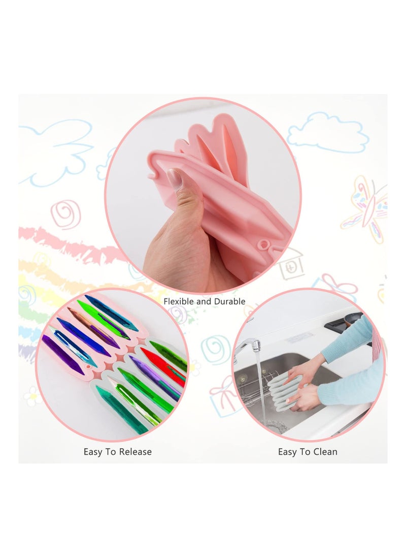 SYOSI - 2 Pcs Crayon Mold, NDouble Tipped Crayon Mold Crayon Recycling Mold Pure Silicone Crayon Mold Oven Safe Crayon Mold DIY Crayon Shaped Mold Reusable Crayon Mold for DIY Making(Pink Gray) - Image 1