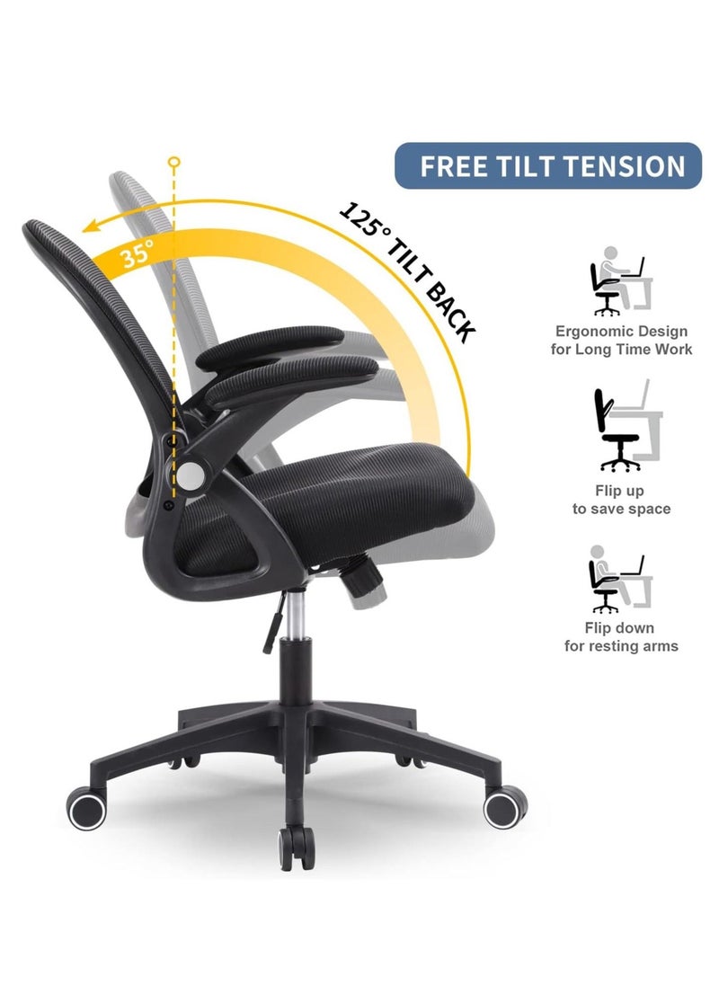 Comfortable Office Chair Ergonomic Low Back Mesh Chair with Flip Up Armrests and Lumbar Support Computer and Home Office Chair - pzsku/Z498ECD778F1E7243D75AZ/45/_/1687156973/ce7dbd1e-6eeb-4559-8d1f-3b5f91f358d7