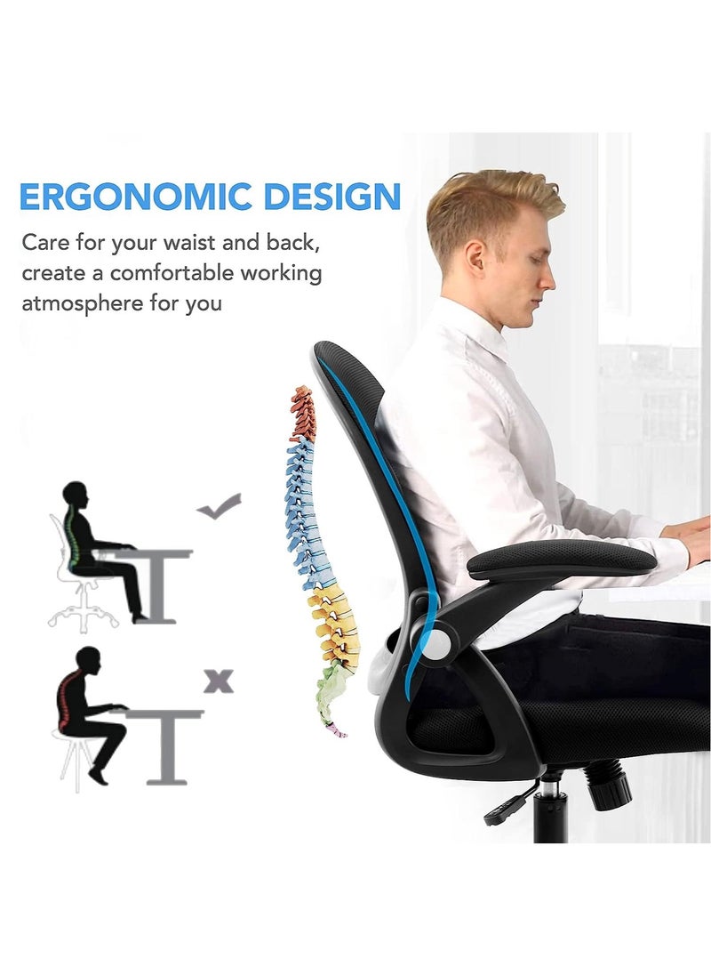 Comfortable Office Chair Ergonomic Low Back Mesh Chair with Flip Up Armrests and Lumbar Support Computer and Home Office Chair - pzsku/Z498ECD778F1E7243D75AZ/45/_/1735893247/70cb6802-01a6-42d4-a790-e0285d12eb8d