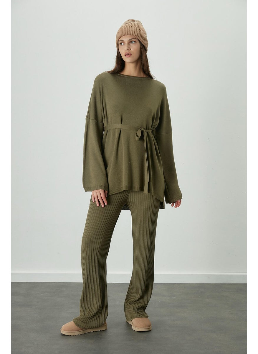 Manuka - Ribbed Comfortable Knitwear Trousers Khaki - Image 1