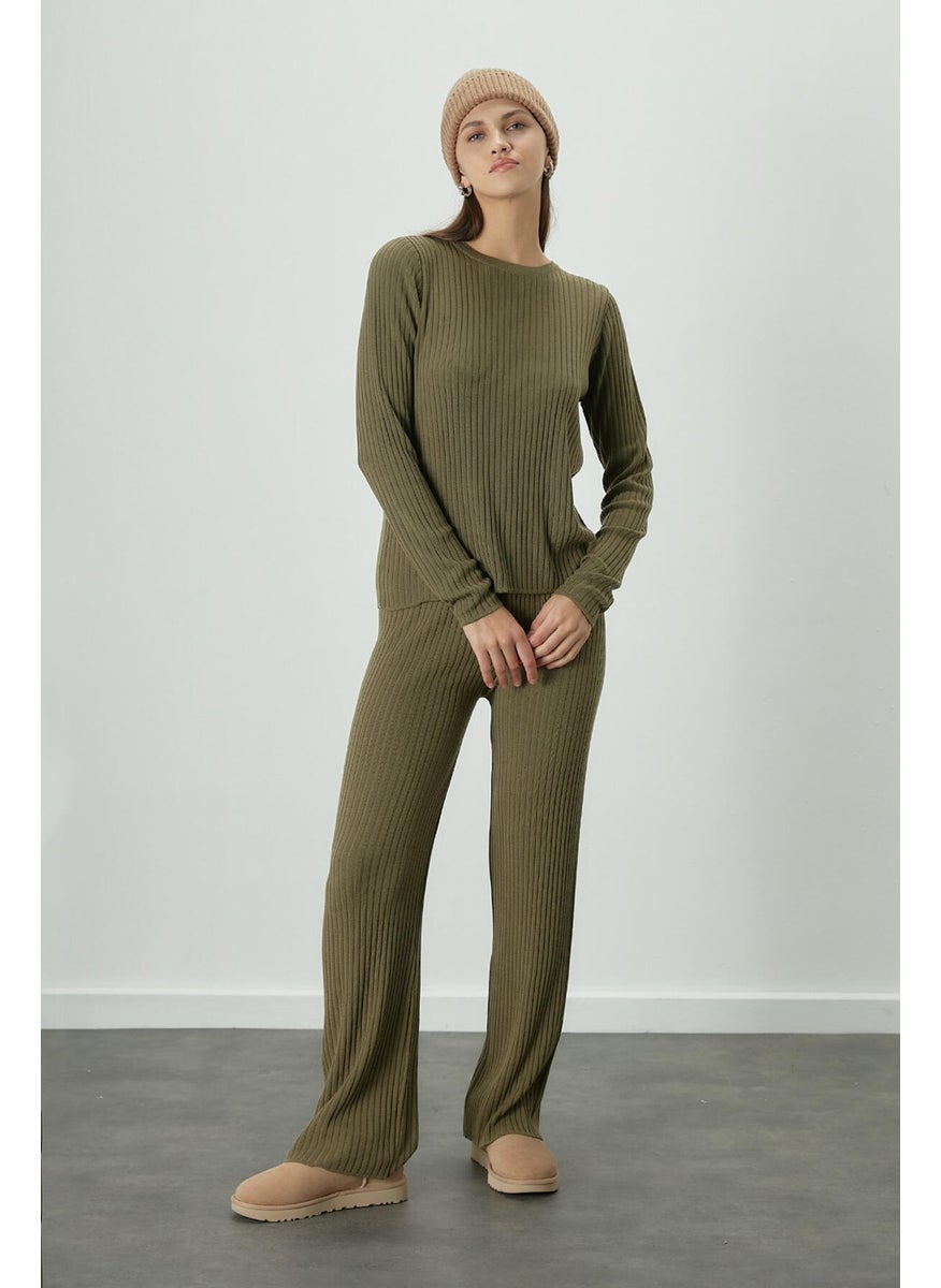 Manuka - Ribbed Comfortable Knitwear Trousers Khaki - Image 1