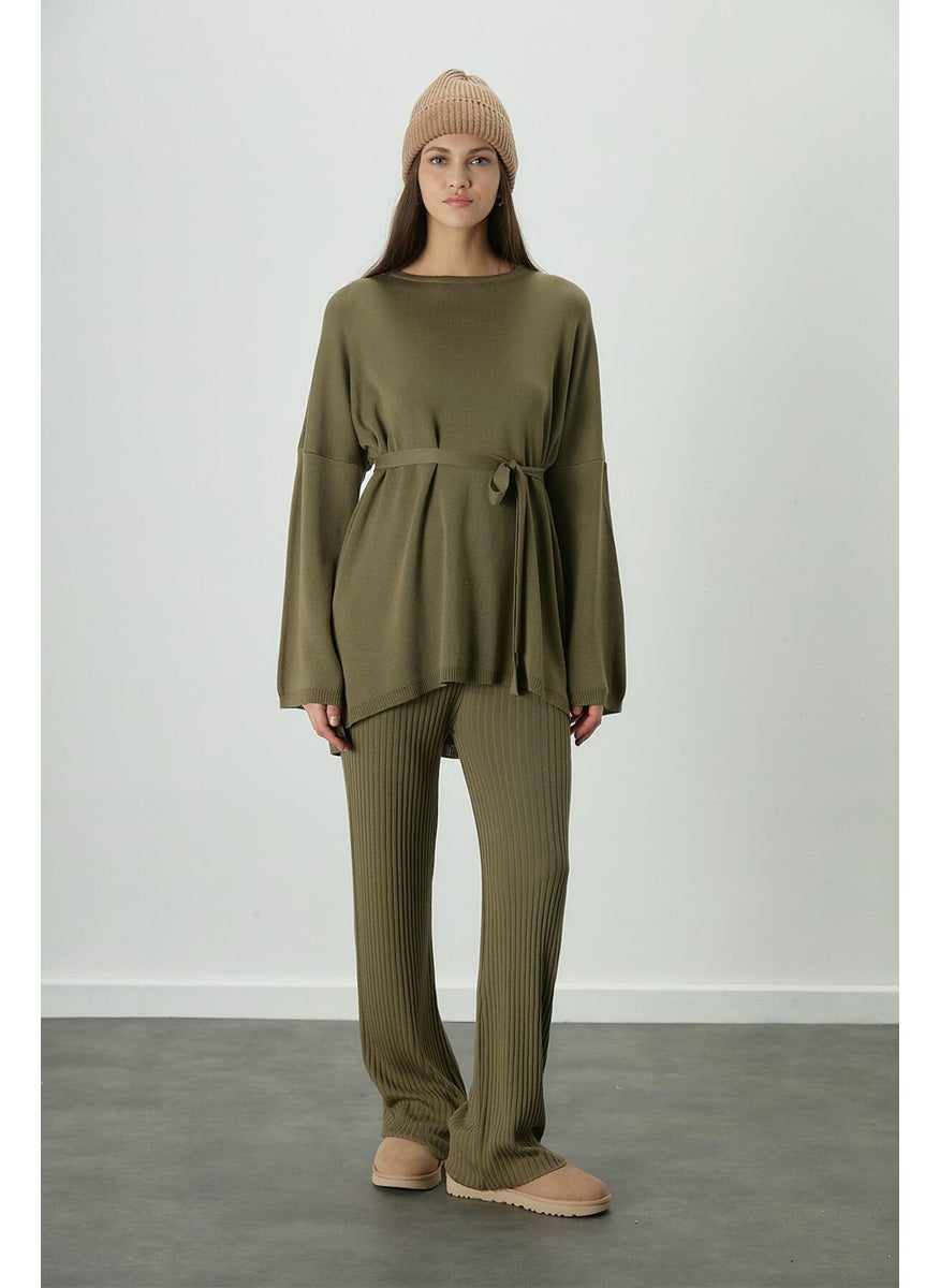 Manuka - Ribbed Comfortable Knitwear Trousers Khaki - Image 1