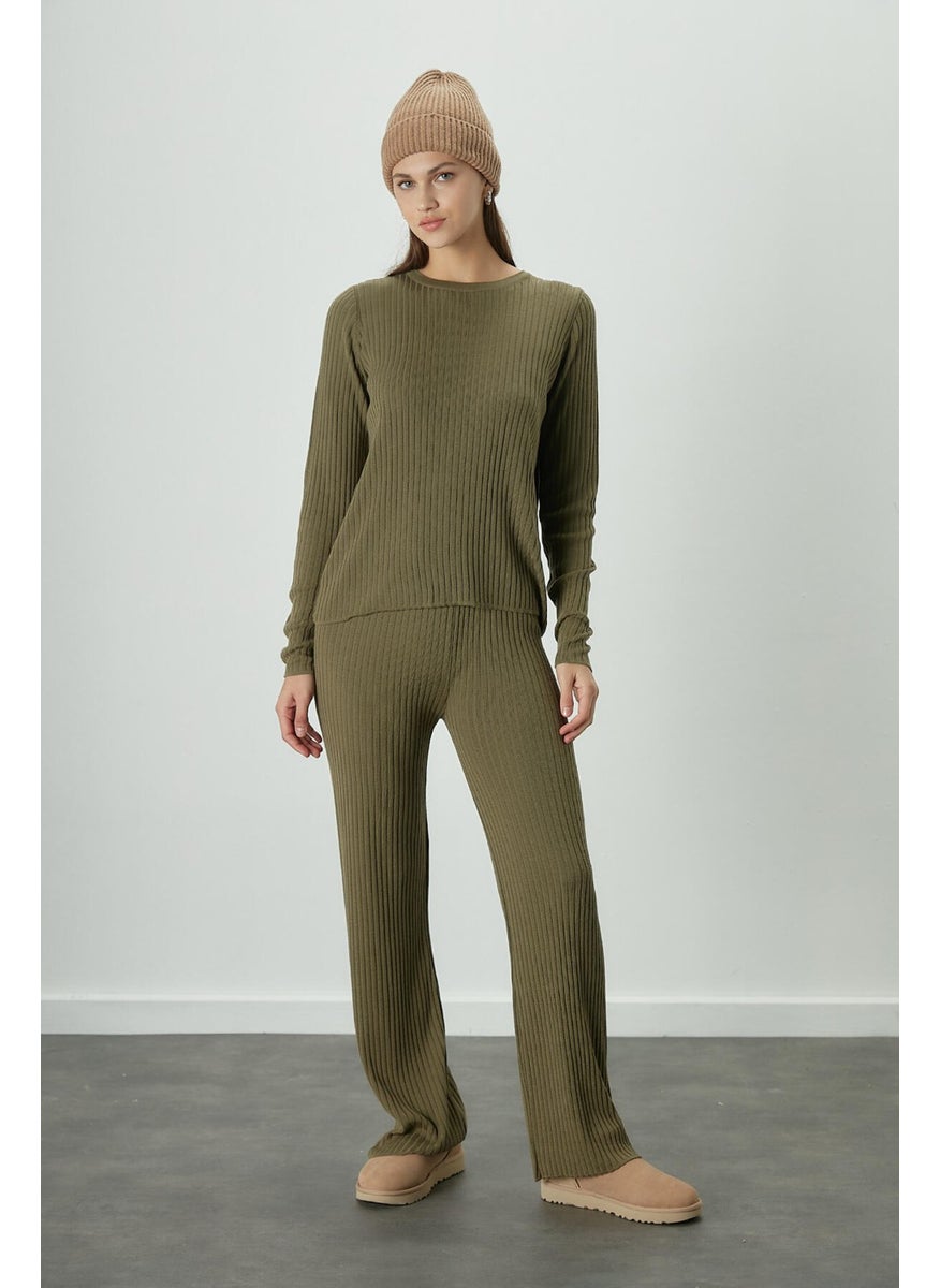 Manuka - Ribbed Comfortable Knitwear Trousers Khaki - Image 1