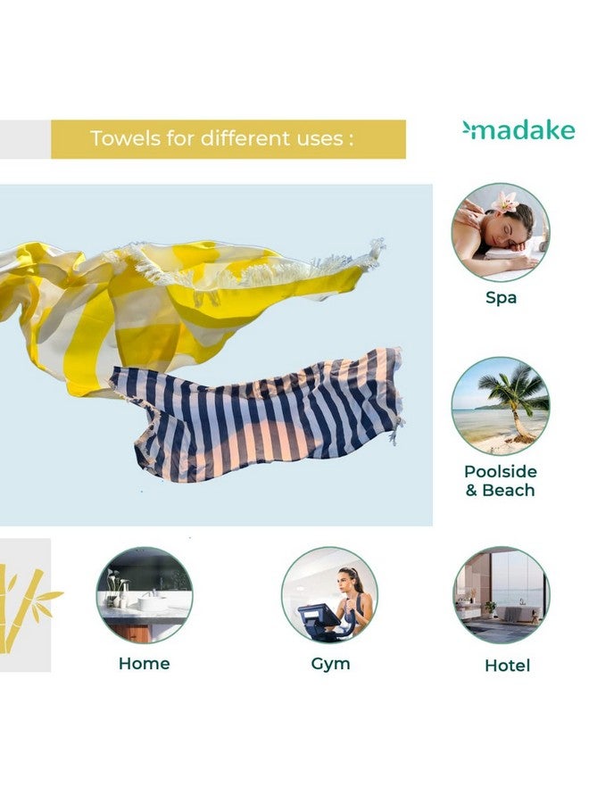 madake Bamboo Ultra Soft & Thin Turkish Towel- 160x75cm|Quick Dry, Super Absorbent, Anti Bacterial|Extra Large Bath Towel for Men and Women|Ideal for Bath, Travel, Gym, Beach, Pool, and Yoga|Pack of 2 - Image 5