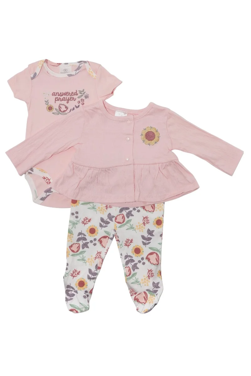 بمبىمىشى Bambimici Floral Print Bodysuit Set - Peach