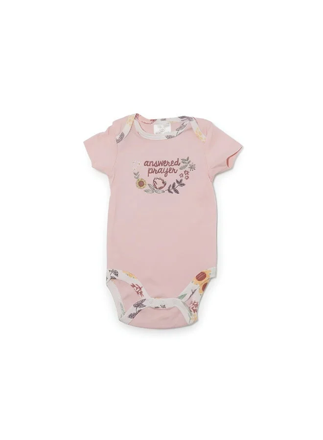 Bambimici Bambimici-Floral Print Bodysuit Set - Peach