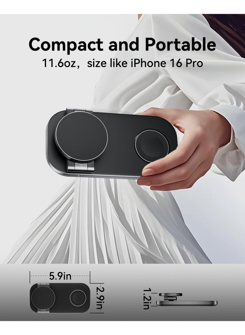 for 3-In-1 Wireless Charging Station For Apple Devices, Magnetic Foldable Fast Charger Stand Compatible With Magsafe, Suitable For Iphone Air/17/16/15/14/13/12 Series, Apple Watch And Airpods Pro/4/3/2，Black - Image 4