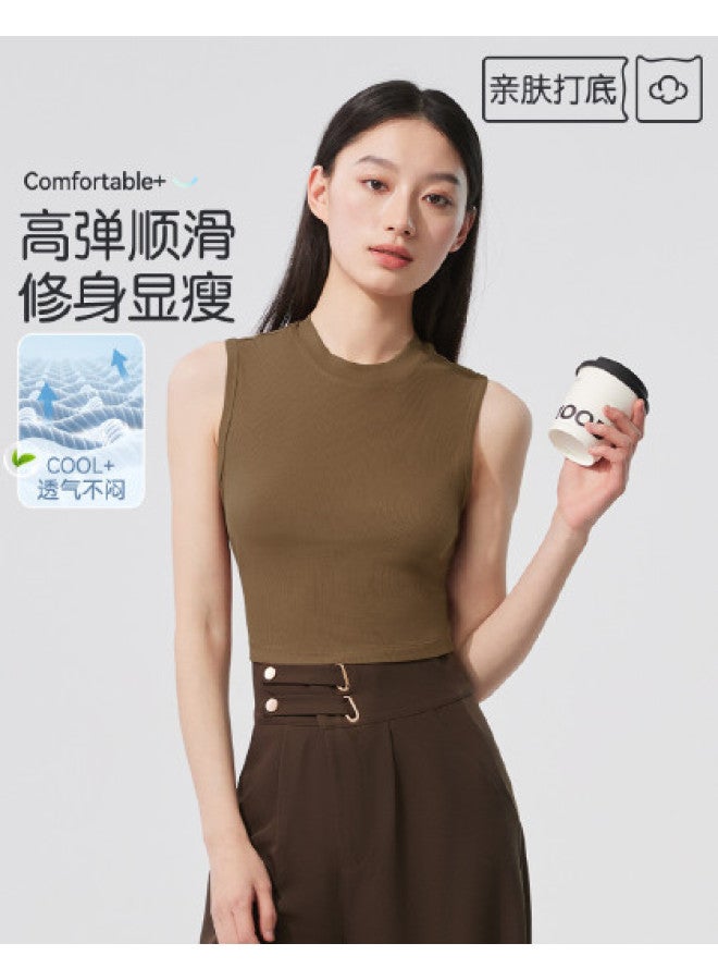 MIIOW قميص نسائي بدون أكمام بتصميم دائري ومجعد للطبقات أو كملابس خارجية - Image 1