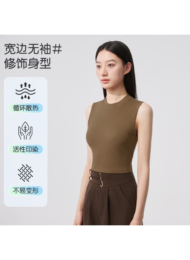 MIIOW قميص نسائي بدون أكمام بتصميم دائري ومجعد للطبقات أو كملابس خارجية - Image 3