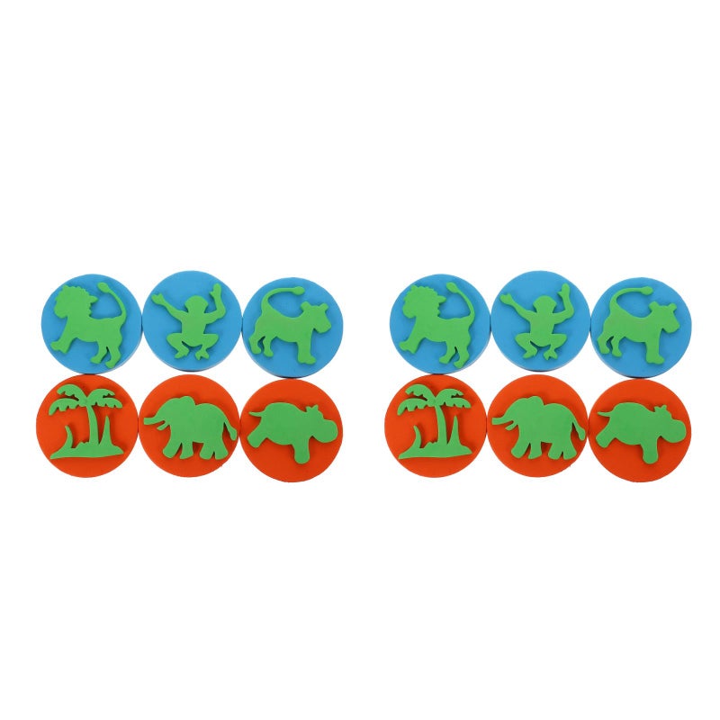 12 pcs Assorted Pattern Kids Animal Stamps Graffiti Hand Stamp EVA Painting Seal - Image 1