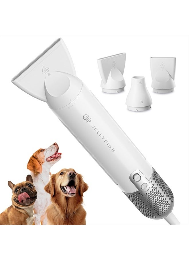 JELLYFISH - Dog Hair Dryer for Pet Grooming High Velocity Force Blower-Innovative 62m/s Air Speed Motor-1.21lb Lightweight Portable Dog Blow Dryer for Home & Travel-4 Levels Temperature 3 Nozzle 2 Blow Speed - Image 1