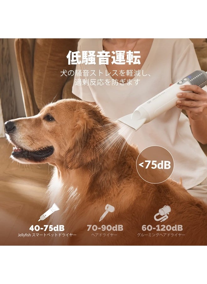 JELLYFISH - Dog Hair Dryer for Pet Grooming High Velocity Force Blower-Innovative 62m/s Air Speed Motor-1.21lb Lightweight Portable Dog Blow Dryer for Home & Travel-4 Levels Temperature 3 Nozzle 2 Blow Speed - Image 1