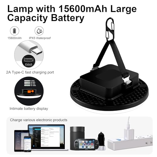 IODOO 16500mAh 60W Rechargeable Camping Light 3000LM 2700/4000/6500K LED Camping Lantern Portable IP65 Waterproof Tent Lights Power Failur - Image 4