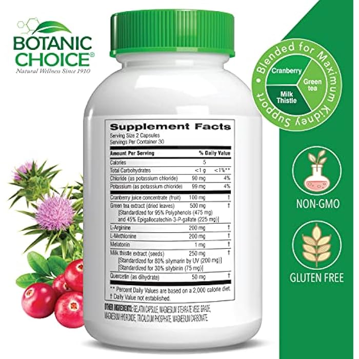 Botanic Choice Ultra Kidney Complex - Optimal Kidney Support with Milk Thistle, Green Tea & More- 60 Capsules - Image 2
