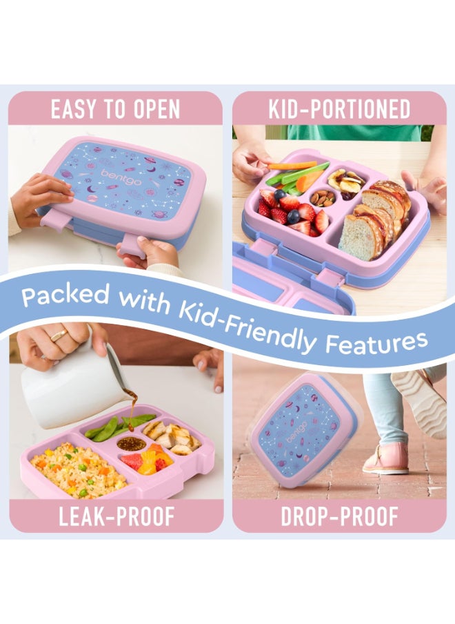 Bentgo Kids Prints Leak Proof, 5 - Compartment Bento - Style Kids Lunch Boxideal Portion Sizes For Ages 3 To 7Bpa - Free, Dishwasher Safe , Food - Safe Materials Collection (Lavender Galaxy)  - Image 4