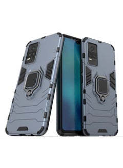 Case Cover For vivo Y73 PC + TPU Shockproof Protective Case with Magnetic Ring Holder Navy Blue