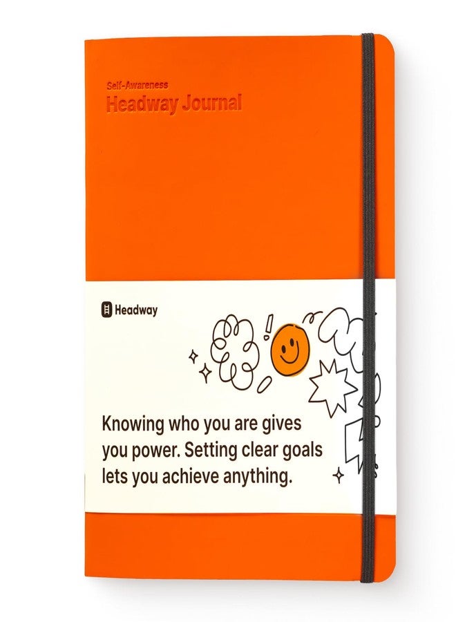 Headway Self-Awareness Guided Journal for Women, Daily Self-Care Planner with Prompts, Motivation Gratitude & Mental Health Journal, Leather Soft Cover Mindfulness Habit Tracker, 8.2" x 6.5", Orange - Image 1