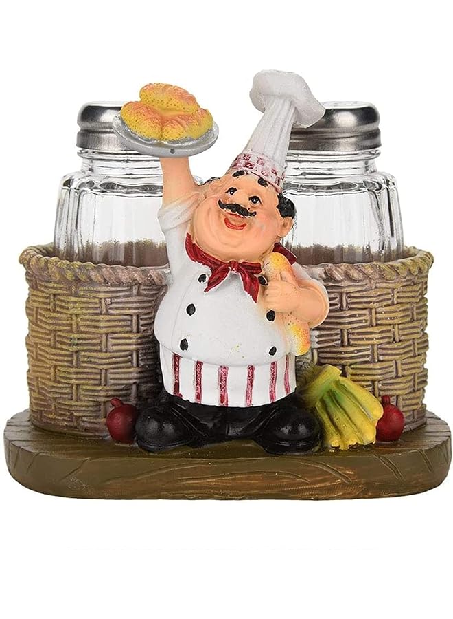 Zaboon Jars Salt And Pepper Shakers Chef Decorative Statue Spice Organizer With Holder Figurine Gift For Family Kitchen Restaurant Cafe Bakery Seasoning Jar Creative Handicraft Gifts - Image 1