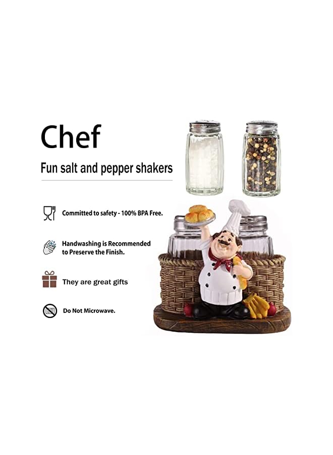 Zaboon Jars Salt And Pepper Shakers Chef Decorative Statue Spice Organizer With Holder Figurine Gift For Family Kitchen Restaurant Cafe Bakery Seasoning Jar Creative Handicraft Gifts - Image 3