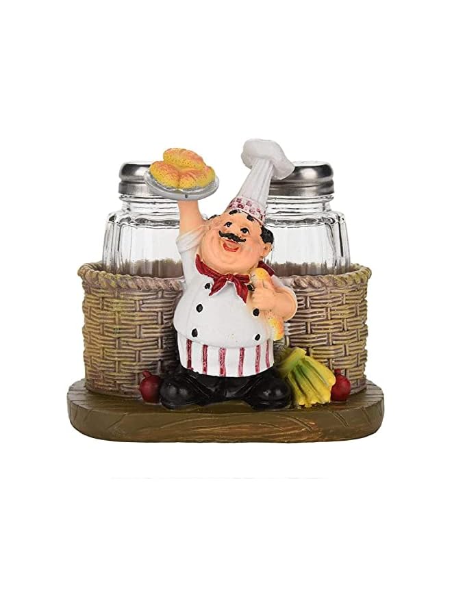 Zaboon Jars Salt And Pepper Shakers Chef Decorative Statue Spice Organizer With Holder Figurine Gift For Family Kitchen Restaurant Cafe Bakery Seasoning Jar Creative Handicraft Gifts - Image 2