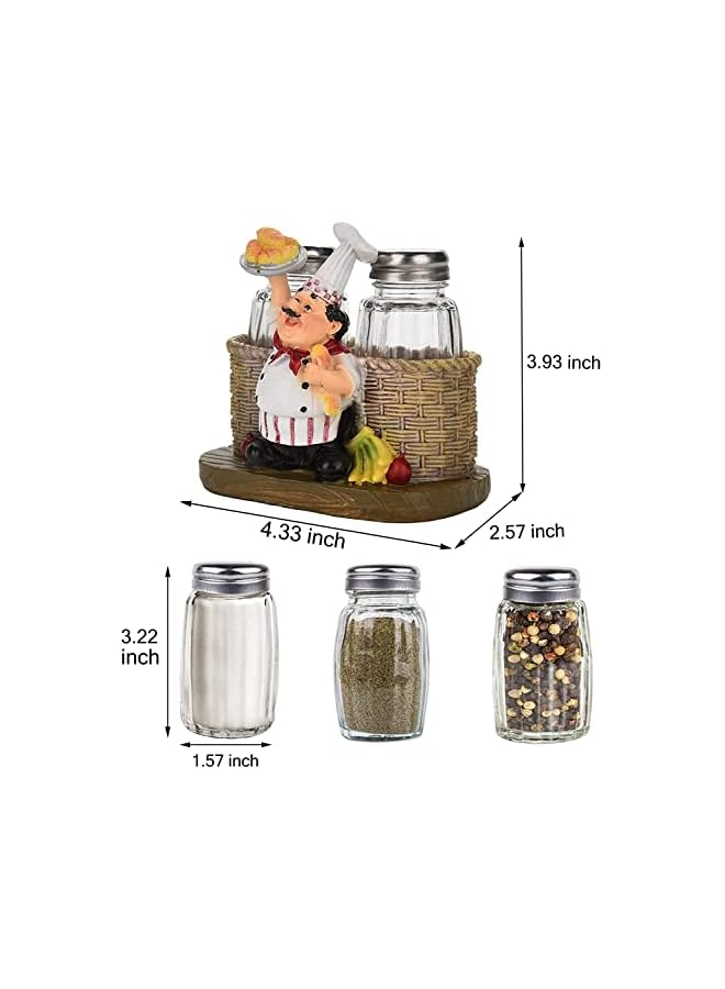 Zaboon Jars Salt And Pepper Shakers Chef Decorative Statue Spice Organizer With Holder Figurine Gift For Family Kitchen Restaurant Cafe Bakery Seasoning Jar Creative Handicraft Gifts - Image 4