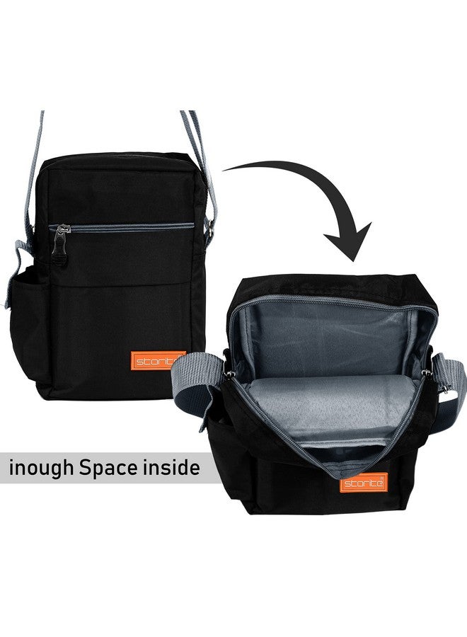 Storite Storite Stylish Padded Small Nylon Sling Cross Body Travel Office Business Messenger Bag for Men Women (25x16x7.5cm, Black) - Image 5