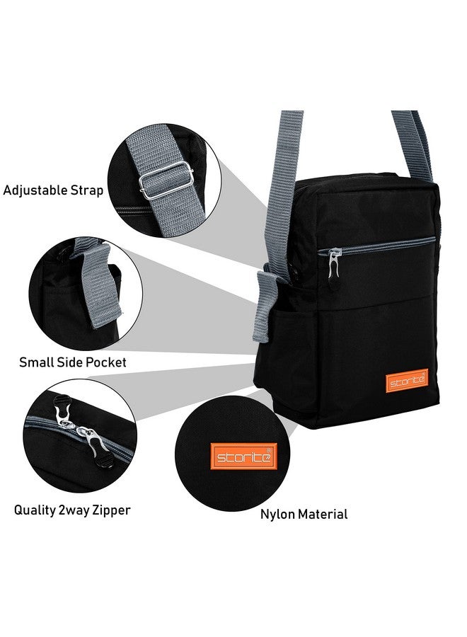 Storite Storite Stylish Padded Small Nylon Sling Cross Body Travel Office Business Messenger Bag for Men Women (25x16x7.5cm, Black) - Image 4
