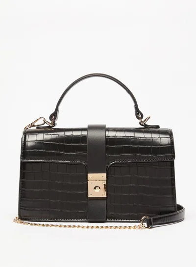 Flora Bella Textured Satchel Bag with Detachable Chain Strap and Flap Closure