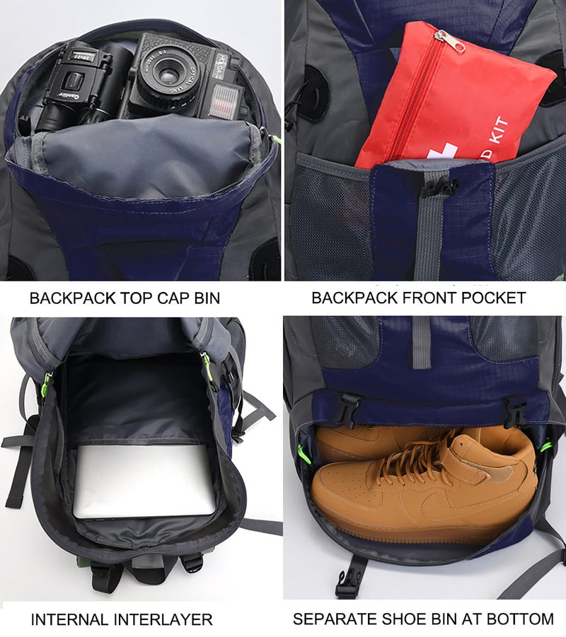 Bseash 50L Hiking Backpack, Water Resistant Lightweight Outdoor Sport Daypack Travel Bag for Camping Climbing Skiing Cycling (Dark Purple - With Shoe Compartment) - Image 4