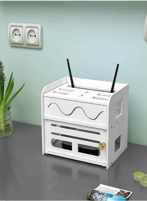 Wireless Wifi Router Storage Box Large Capacity Multilayer Storage Box Wall Mounted Router Cable Case Shelf Storage Organizer Phone Stand Desk Phone Holder Box 24x18x19 cm