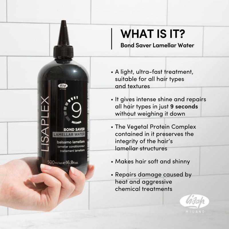 Lisaplex Lamellar Water â€“ Works in just 9 Seconds â€“ Detangling, Frizz-reducing, Repairing â€“ Improves Softness and Shine â€“ Reduces Blowdrying Time (8.45 Oz) - Image 2