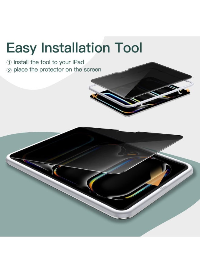 عام حامي شاشة الخصوصية لآيباد برو 11 إنش M4 2024 - مع أداة تركيب سهلة، زجاج مقوى مضاد للتجسس. - Image 3