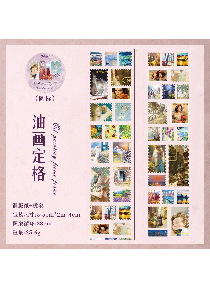 Arabest Vintage Foil Washi Tape for Journaling Oil painting freeze frame 
