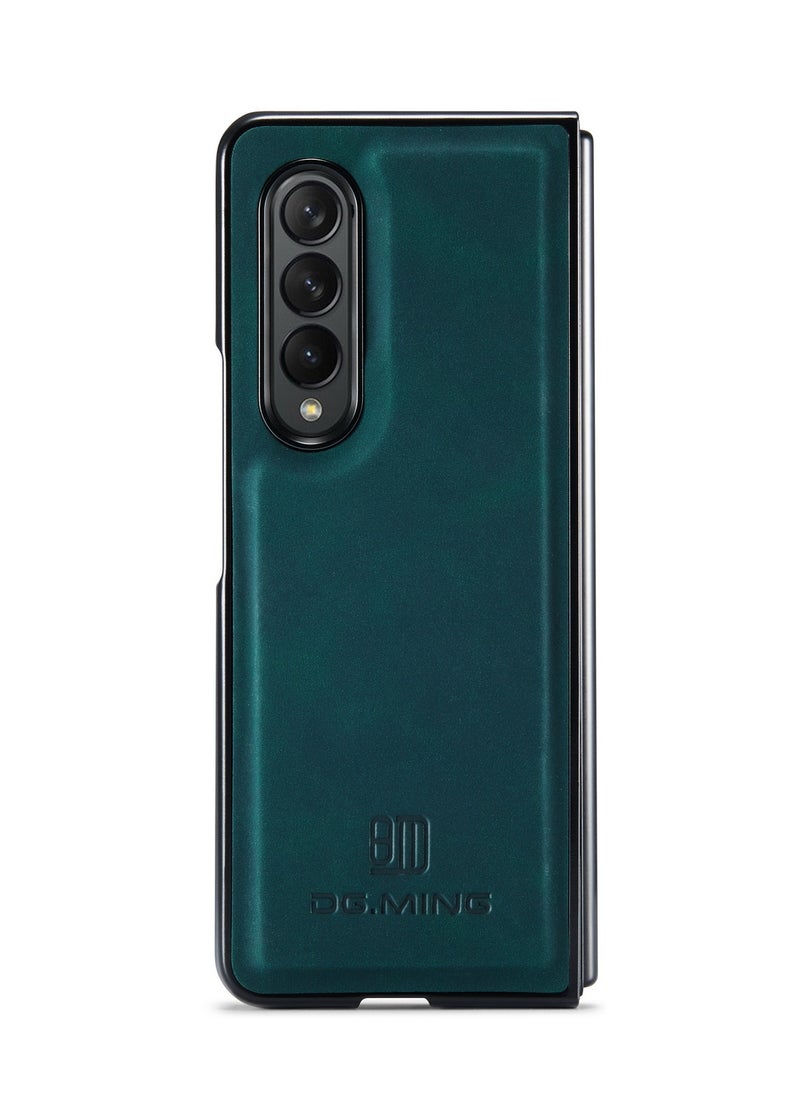 DGMING Wallet Case for Samsung Galaxy Z Fold 4, DG.MING Premium Leather Phone Case Back Cover Magnetic Detachable with Trifold Wallet Card Holder Pocket (Green)  - Image 2