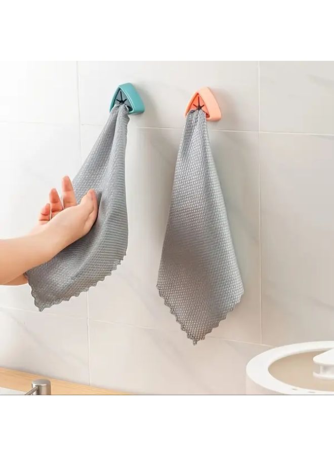 5Pcs Grey White Triangle Plastic No Drill Towel Hooks Wall Mount Easy Install - Image 2