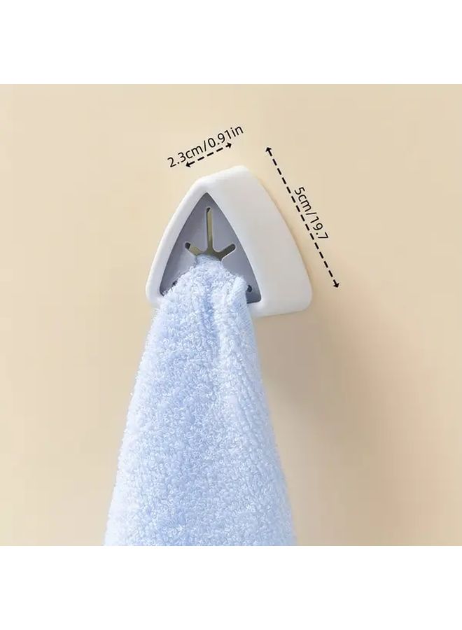 5Pcs Grey White Triangle Plastic No Drill Towel Hooks Wall Mount Easy Install - Image 3