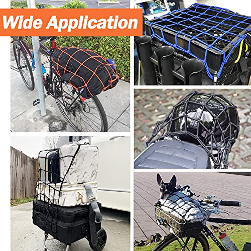 Thewinio Cargo Net 15"x15" Stretches to 30"x30" with Thicken Hooks | Natural Latex Core, Tight 2”x2” Mesh Small Heavy Duty Bungee Net for Motorcycle Helmet, Bike, ATV, UTV, Luggage (Red, 1 Pack) - Image 5
