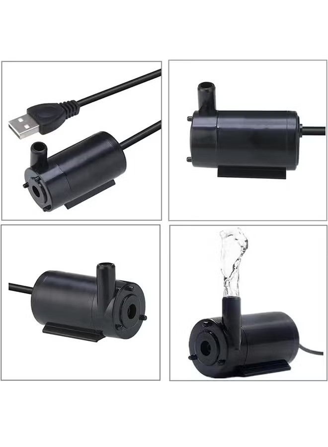 3 قطع مضخة مياه صغيرة غاطسة تعمل بتيار مستمر 3-5 فولت USB، مضخة صغيرة لأحواض السمك والنوافير والزراعة المائية والحدائق (أسود) - Image 3