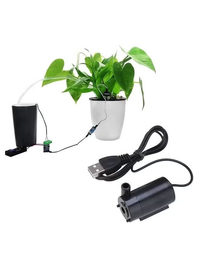 3 قطع مضخة مياه صغيرة غاطسة تعمل بتيار مستمر 3-5 فولت USB، مضخة صغيرة لأحواض السمك والنوافير والزراعة المائية والحدائق (أسود) - Image 5