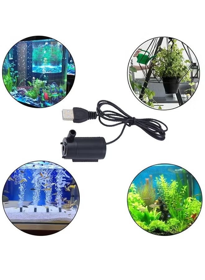 3 قطع مضخة مياه صغيرة غاطسة تعمل بتيار مستمر 3-5 فولت USB، مضخة صغيرة لأحواض السمك والنوافير والزراعة المائية والحدائق (أسود) - Image 4