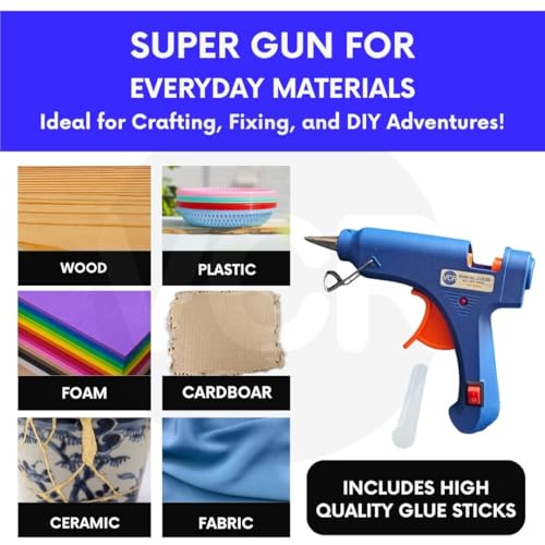 VCR 20W Hot Melt Glue Gun for Crafting & DIY Purpose - 20 Watts - ON/Off Switch for Precise Glue Output - Easy To Use Blue Glue Gun + 30 Transparent - 7mm Glue Sticks - VCR 20 Mini - Image 5