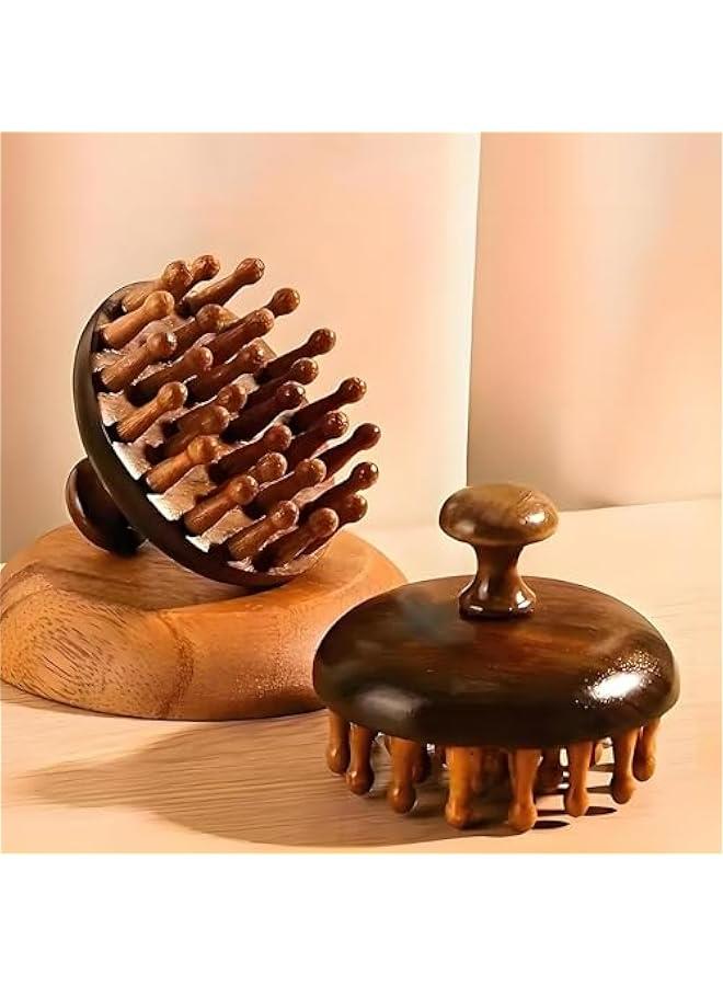 إسكدنيا Massage Hair Brush,Sandwood Hair Scalp Massager with 28 Pins, Wooden Scalp Massage Comb, Wooden with Handle, for Men and Women, Full Body Hair Brush - Image 4