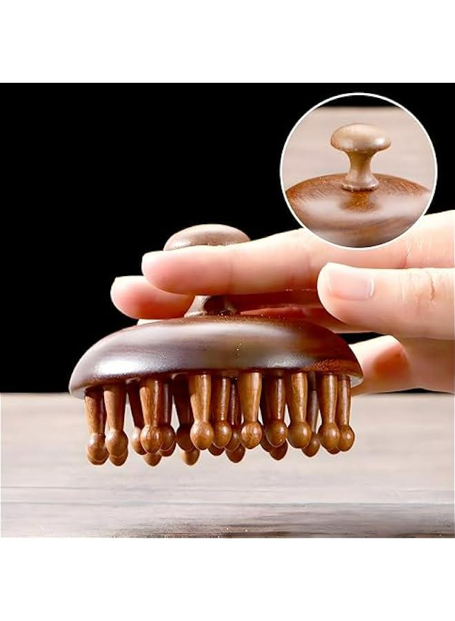 إسكدنيا Massage Hair Brush,Sandwood Hair Scalp Massager with 28 Pins, Wooden Scalp Massage Comb, Wooden with Handle, for Men and Women, Full Body Hair Brush - Image 5