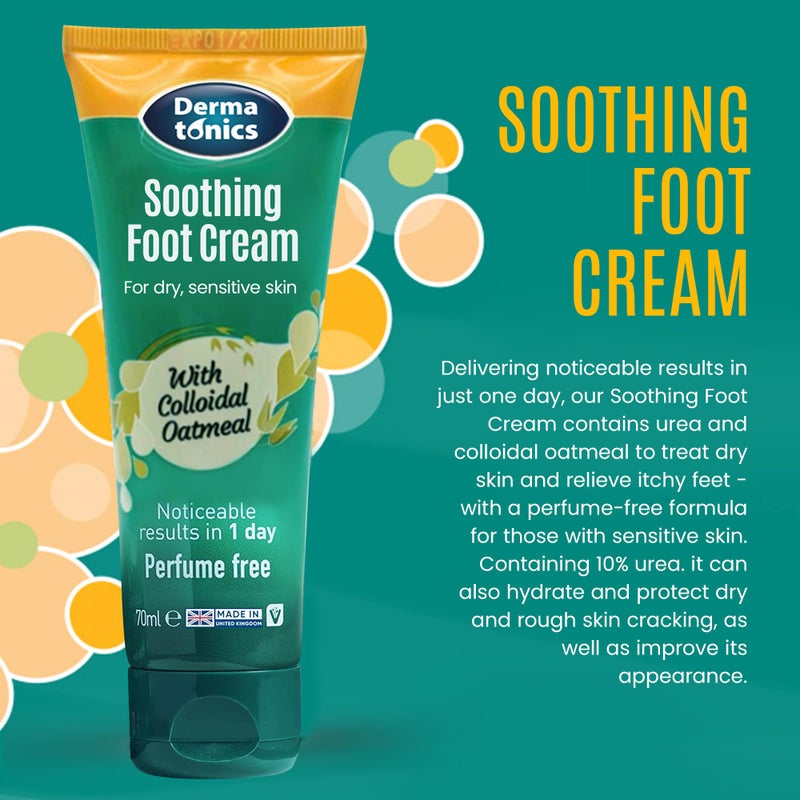 Dermatonics Soothing Foot Cream - 10% Urea w/Colloidal Oatmeal, Exfoliating & Softening Balm, Moisturizer for Dry, Cracked Heels & Rough Skin, Rehydrating for Feet, Elbows & Hands - 2.37 fl oz Tube - Image 2