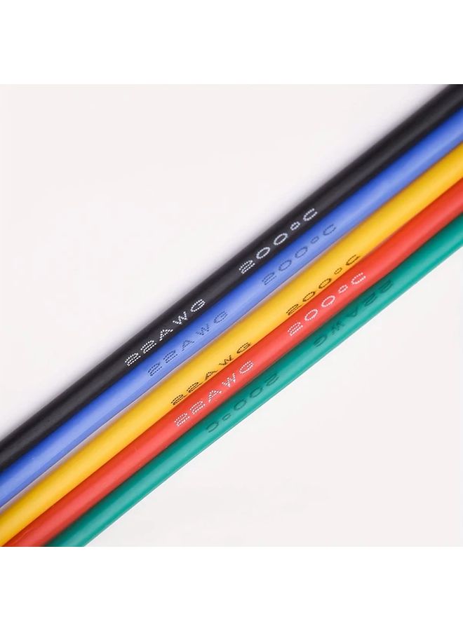 سلك مجدول 22 AWG بطول 16.4 قدم لكل لون، كابل نحاسي مرن مضفر ومطلي بالقصدير، 5 ألوان، قطر خارجي 1.7 مم، مناسب للتوصيلات الكهربائية في النماذج والمنازل والمركبات التي تعمل بالبطارية (DIY) بجهد تشغيل 110V 240V، مادة معدنية. - Image 5