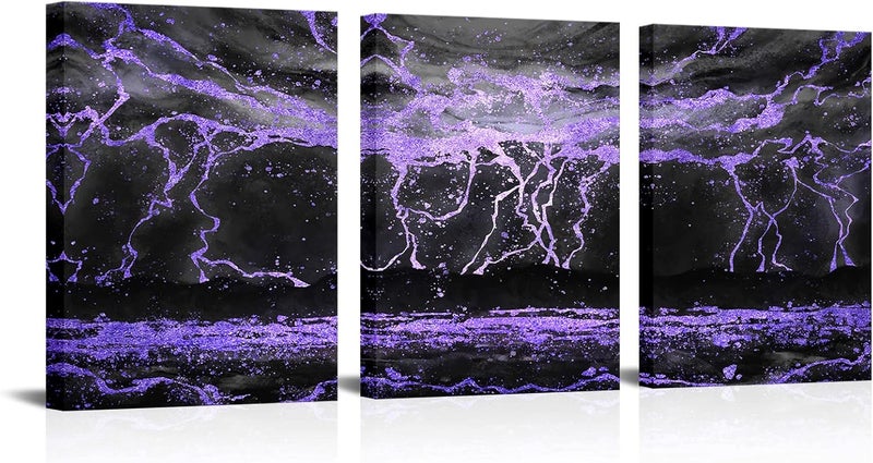 Kalormore Abstract Lightning Strikes Canvas Wall Art - Image 1