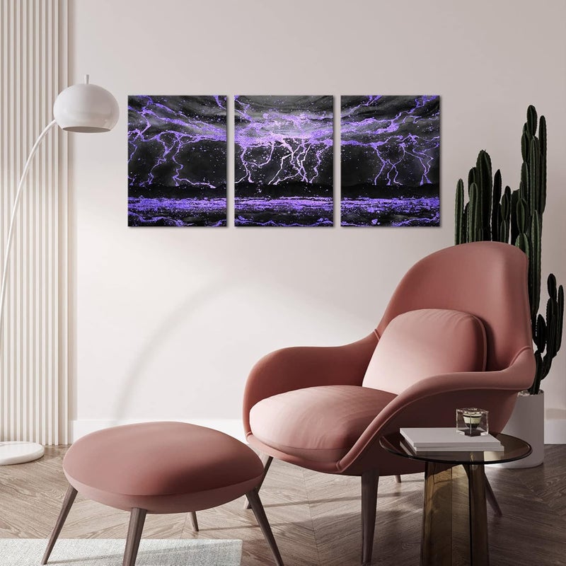 Kalormore Abstract Lightning Strikes Canvas Wall Art - Image 3
