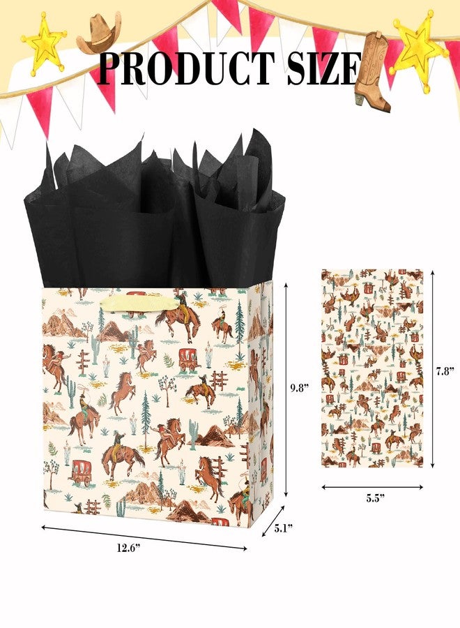 Linelglobal Large Cowboy Gift Bag with Tissue Ppaer for Men Birthday Western Theme Party Rodeo Stuffer 12.6" - Image 2