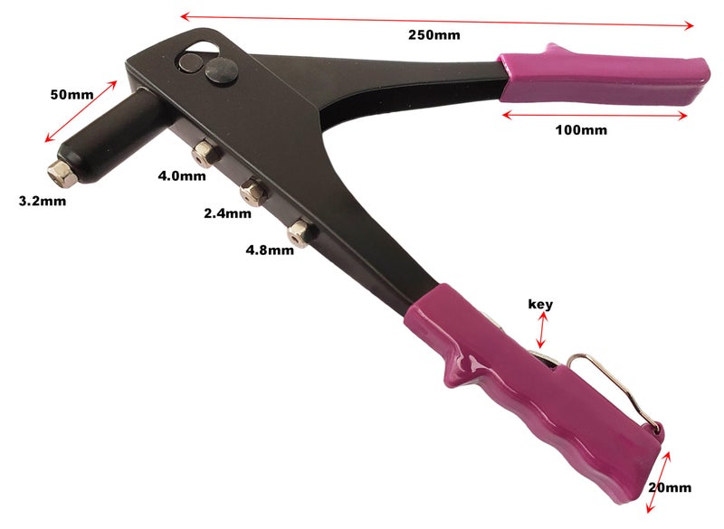 Inditrust Dumdaar DM Hand Rivet Gun 10 inch Multicolor, Nozzle size 2.4, 3.2, 4.0, and 4.8 mm - Image 5