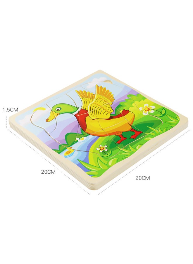 لعبة ألغاز طائرة للتعليم المبكر للأطفال لعبة ألغاز كرتونية خشبية للأطفال متعددة الطبقات عملية نمو البط - اللون: أحجية البط - Image 1